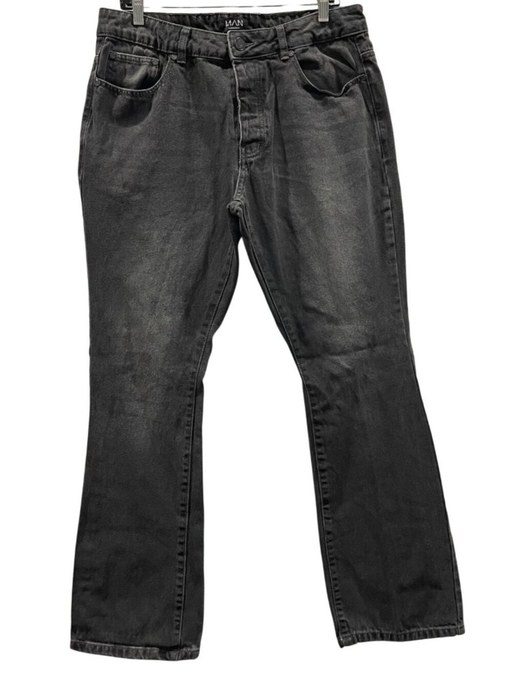 Boohoo Man Flare Leg Jeans 34 Black Denim Whimsygoth Grunge Streetwear Casual